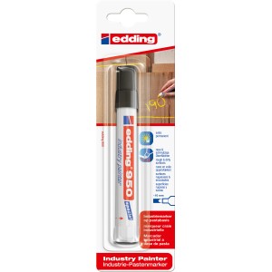 Edding 950 Industry Painter, blanc, jusqu'à 10 mm, idéal pour surfaces rugueuses.