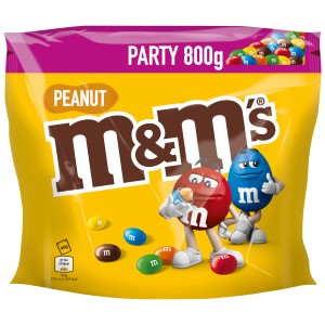 M&Ms Peanut Party Pack 800g : Cacahuètes enrobées de chocolat pour fête.