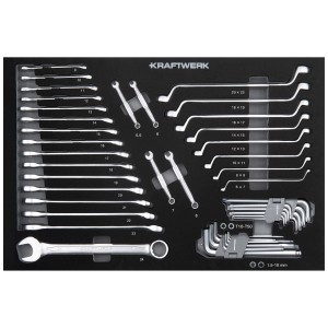 Insert d'outils pour servante d'atelier Kraftwerk avec clés mixtes, clés à double anneau et clés coudées.