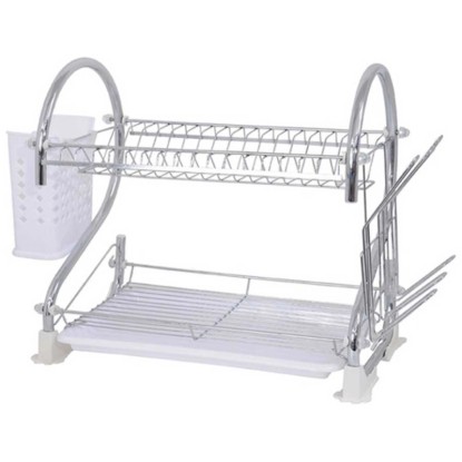 MSV Abtropfgestell mit 2 Ebenen Edelstahl Weiss (HxBxT) 43 x 37 x 24 cm