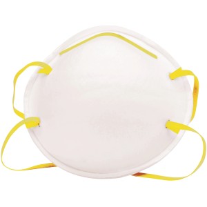 LUX Masque anti-poussière FFP1, lot de 3, respirateur avec élastiques jaunes.