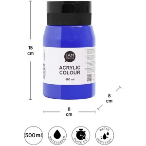 Flasche I Am Creative Acrylfarbe Ultramarin, 500ml. Künstlerbedarf für kreative Projekte.