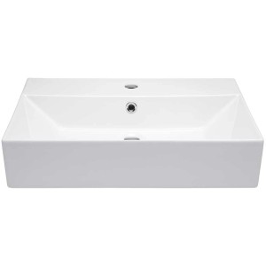 Vasque suspendue blanche Aquasu Malea, 60x42 cm, avec trop-plein et trou de robinet.
