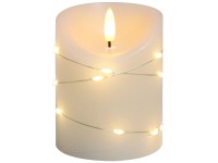 LED-Wachskerze mit integrierter Lichterkette Ø 8 cm / Höhe 10 cm