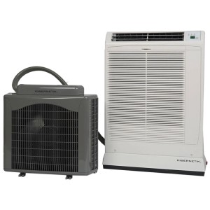 Kibernetik condizionatore split mobile ECO 13. Unità interna bianca, esterna grigia. Raffreddamento, ventilazione, deumidificazione.