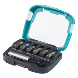 Wolfcraft set di inserti, 7 pezzi con attacco a croce (PH, PZ) e TX, incl. portainserti in scatola di plastica.