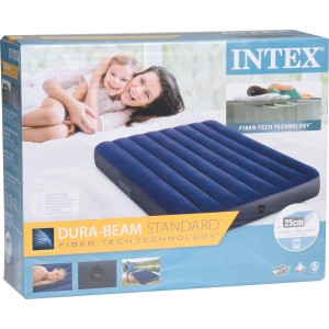 Confezione di un letto gonfiabile Intex blu, 191x137x15 cm, ideale per il campeggio.