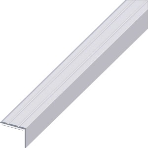 Selbstklebendes Parkettabschlussprofil aus Aluminium, 8 mm hoch, 2 m lang, in Silber.