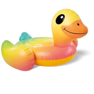 Intex Anatra Ride-On, gonfiabile giallo con maniglie per bambini dai 3 anni.