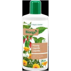 Flasche Hauert Biorga Flüssigdünger 1 l für vitales Wachstum von Blumen und Gemüse.