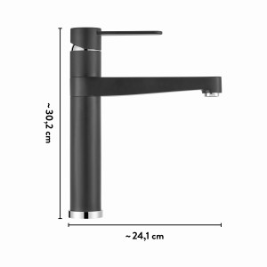 Mitigeur de cuisine noir baliv KI-1210, robinet à levier unique avec bec haut pivotant.