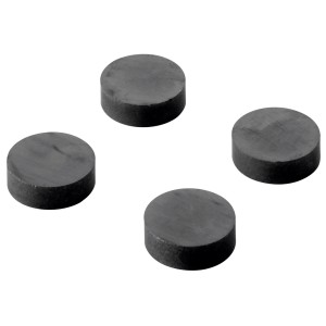 Quatre aimants noirs ronds (Ø 18 mm) pour tableau d'affichage, pour notes et photos.