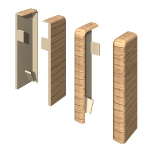 Embouts Egger, cubiques, 6 cm, Chêne Cappuccino, 2 pièces, pour plinthes.