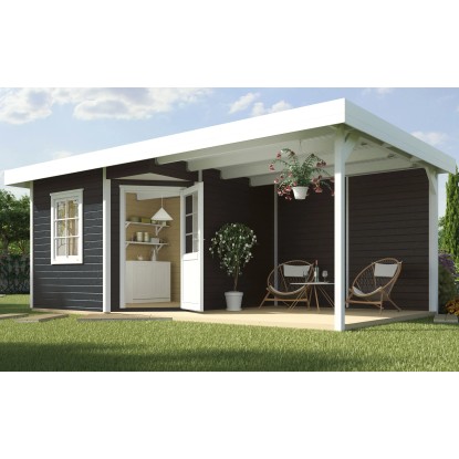 Weka Gartenhaus San Remo B Anthrazit 601 x 298 cm / inkl. Terrasse 303 cm