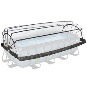 Couverture de piscine Exit transparente et rectangulaire pour piscines jusqu'à 400x200 cm. Protège de la saleté et maintient l'eau chaude.