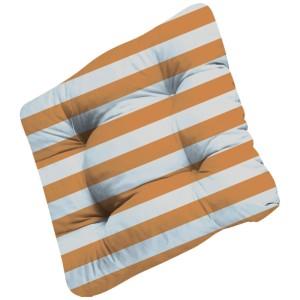 Cuscino per sedia Doppler Living D.4912 a righe giallo-bianco, 38x38 cm, per giardino e interni.