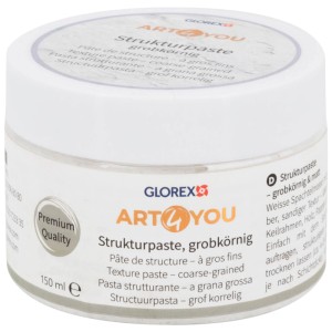 Glorex Art4You Strukturpaste grobkörnig, weiß, 150 ml im Tiegel für Künstlerzubehör.
