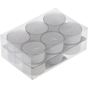 Lot de 12 bougies chauffe-plat blanches Steinhart dans un étui en plastique, env. Ø 3,8 cm.