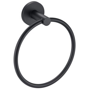 Portasciugamani ad anello Diaqua Oslo, in metallo nero opaco, per montaggio a parete in bagno.