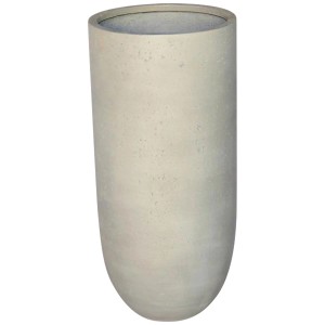 Pot de fleurs gris Poroso, Ø 35,5 cm, hauteur 69 cm, aspect béton pour extérieur.