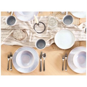 Servizio da tavola Beliani Sesame, 16 pezzi, gres grigio, set di stoviglie per 4 persone.