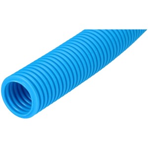 Gaine électrique ondulée bleue M40 en polypropylène, longueur 25 m, pour installation électrique.