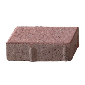 Pavé rectangulaire rouge (6x20x10 cm) pour allées et entrées de garage.