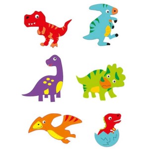 Moosgummisticker mit Dinosaurier Motiven, selbstklebend, 12 Stück für Bastelarbeiten.