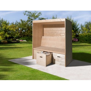 Gazebo da giardino Weka Bozen in legno di abete rosso con poggiapiedi estraibili e ripiano in giardino.