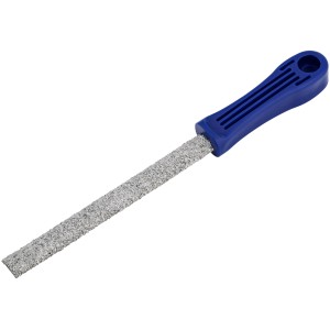 LUX Fliesenfeile Hartmetall Classic mit blauem Griff zum Bearbeiten von Fliesen.