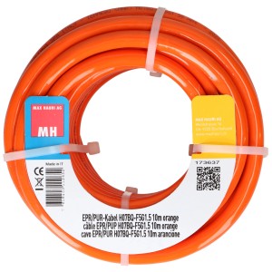 Cavo arancione EPR/PUR H07BQ-F 5 x 1,5 mm², lunghezza 10 m, arrotolato.