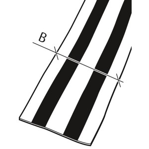 Sangle pour luge Conacord, rouge et noir, polypropylène, au mètre. Sangle à rayures.