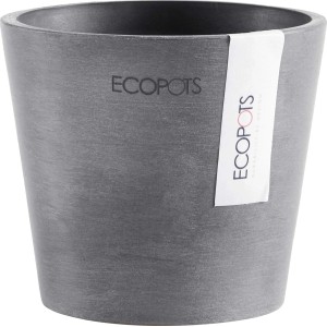 Pot de fleurs gris Ecopots Amsterdam, Ø 10,5 cm, pour intérieur et extérieur.