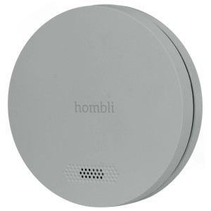 Grauer Hombli Smart Rauchmelder für Hausautomation mit 10 Jahren Batterielaufzeit.