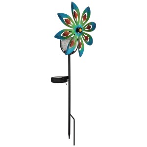 Lampe solaire LED fleur Globo colorée en métal, hauteur 50 cm, pour le jardin.