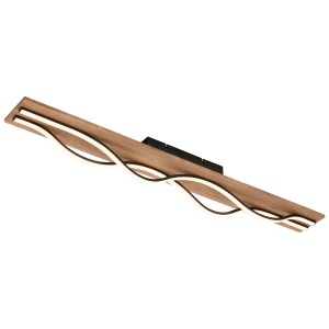 Plafonnier LED Briloner avec décor bois et forme ondulée, 2x30W, 6000lm.