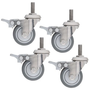 Kit de roulettes Doppler pour socle en granit Life, 4 pièces, gris, avec roulettes blocables.