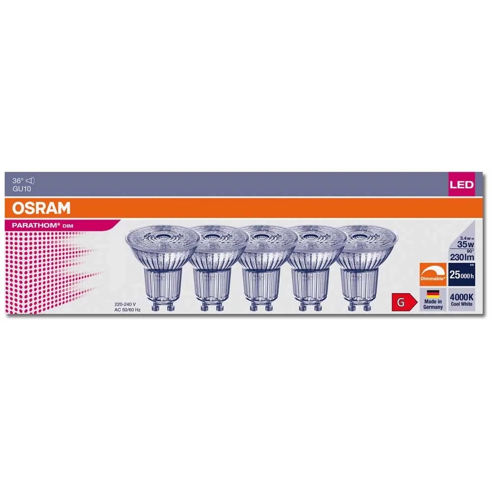 OSRAM LED BASE Spot PAR16 50 36° 4.3 W/2700K GU10, Bianco Caldo - Foto 4