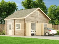 Alpholz Doppelgarage Bora-70 ISO Naturbelassen B 595 cm x T 565 cm