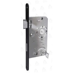 Serrure de porte intérieure argentée BB DIN gauche, 72x55x8 mm, pour portes intérieures.