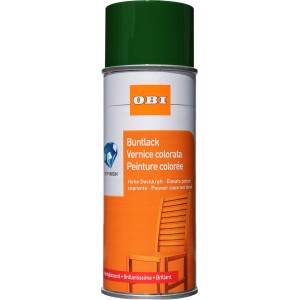 Spray di vernice lucida OBI verde foglia, bomboletta da 400ml.
