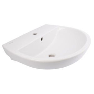 Vasque à main blanche Barca 2.0, largeur 61,2 cm, avec surface nano pour un nettoyage facile.