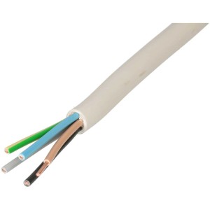 Câble TT gris CH-N1VV-U 5x2,5 mm² avec conducteurs colorés pour installation domestique.