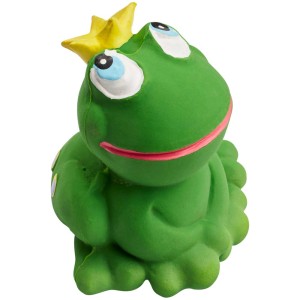 Lanco paperella da bagno Principe Ranocchio in gomma naturale con corona gialla. Giocattolo da bagno fatto a mano per bambini.