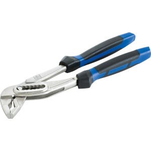Pince multiprise LUX Classic, 240 mm, avec poignées bleu et noir pour saisir et desserrer.