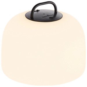 Nordlux Kettle 22 Akku-Pendelleuchte, schwarz/weiß, Ø 22 cm. Design-Lampe für Innen & Außen mit Tragegriff.