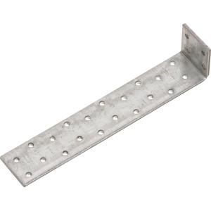 Ancrage plat en acier galvanisé, 200x40x4 mm, pour constructions en bois, équerre et connecteur.