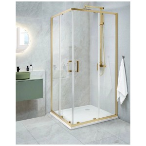 Beliani Cabine de douche Tela en verre transparent et noir 185 x 90 x 90 cm