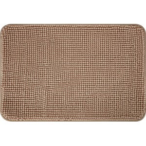 Tappetino da bagno beige (40x60 cm) in poliestere, soffice scendibagno per il bagno.
