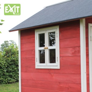 Maisonnette en bois rouge EXIT Loft 100 avec fenêtre et toit étanche. Idéale pour le jardin.